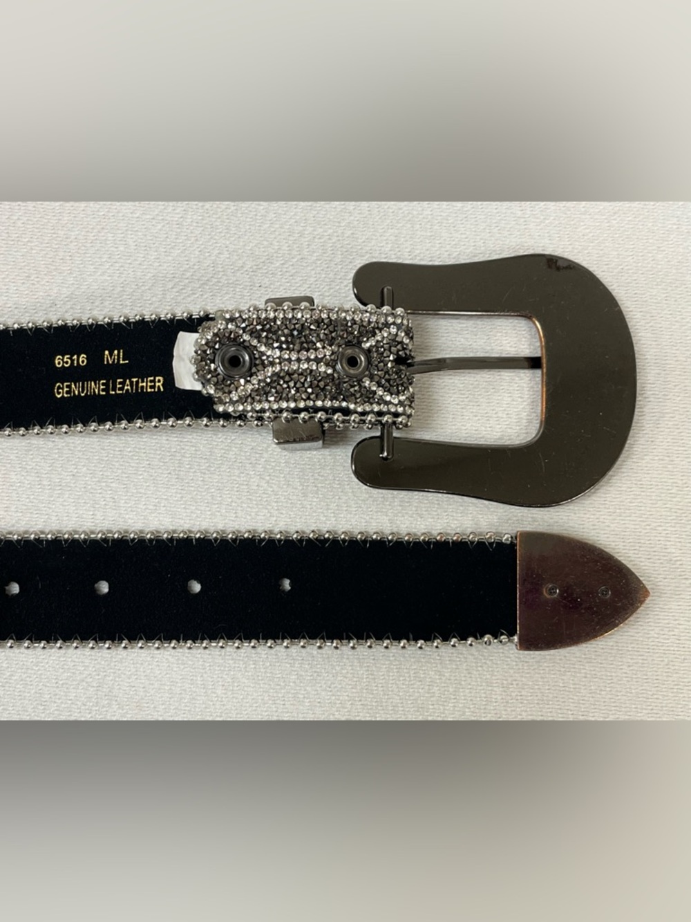 Shyanne Women's Diamond Glam Rhinestone Belt Black/Silver M/L - Picture 6 of 8
